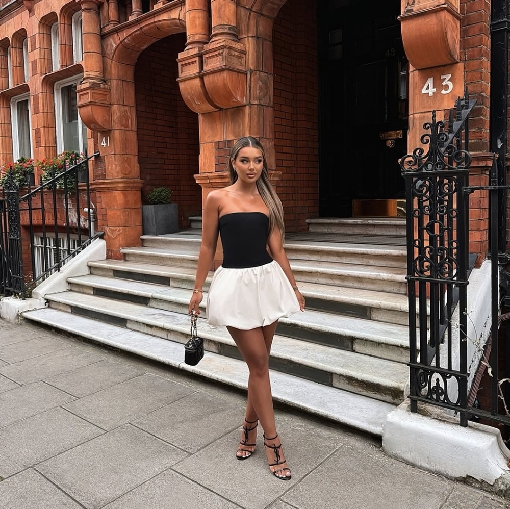 Strapless bubble mini dress